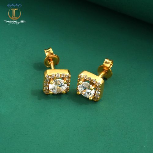 Bông Tai Vàng 18K Đính Đá Sang Trọng